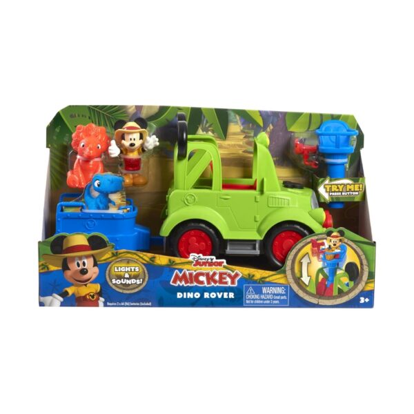 Disney Junior Mickey Mouse Funhouse Dino Rover 6-piece Play Figures and Vehicle Playset, Officially Licensed Kids Toys