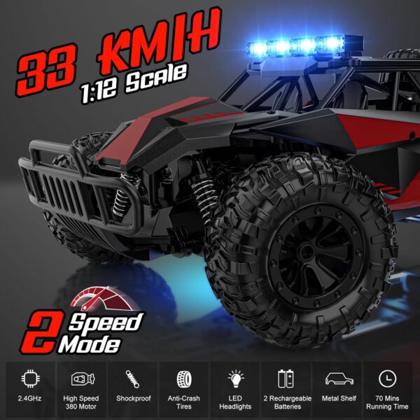 BLUEJAY Remote Control Car, 2.4GHz High Speed 33KM/H RC Cars Toys, - Image 3