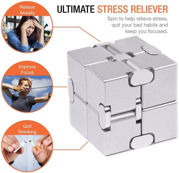 Fidget Cube New Version Fidget Finger Toys - Metal Infinity Cube Prime for Stress and Anxiety - Image 3