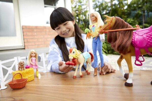 Barbie Playset and Chelsea Blonde Dolls, 2 Horses with Bobbling Heads and 15+ Toy Accessories - Image 3
