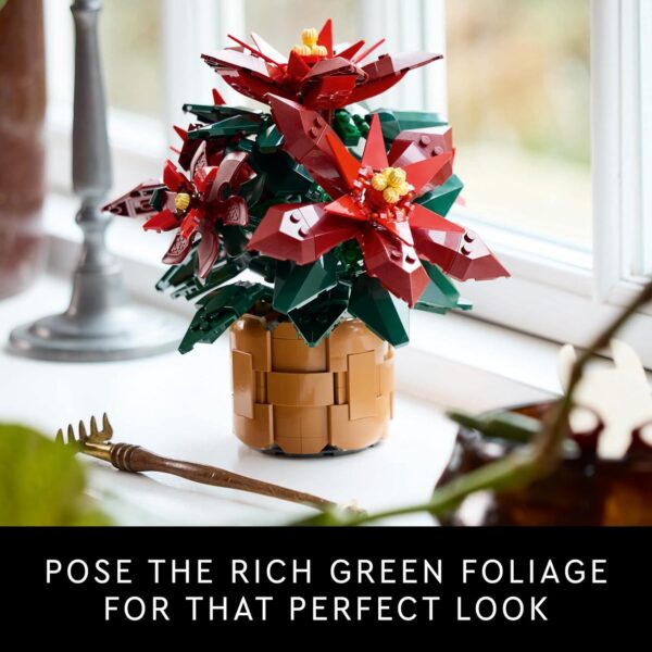 LEGO Icons Poinsettia Building Set - Artificial Flowers Christmas Decoration - Image 4