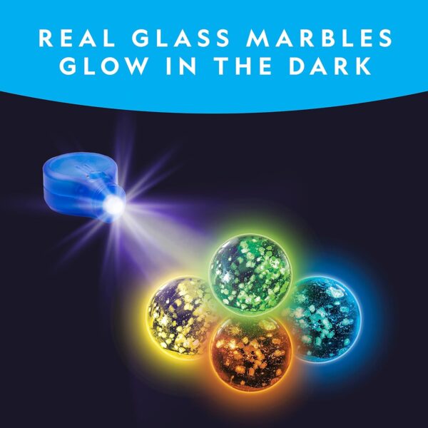 NATIONAL GEOGRAPHIC Glowing Marble Run – Construction Set with 15 Glow in The Dark Glass Marbles & - Image 2