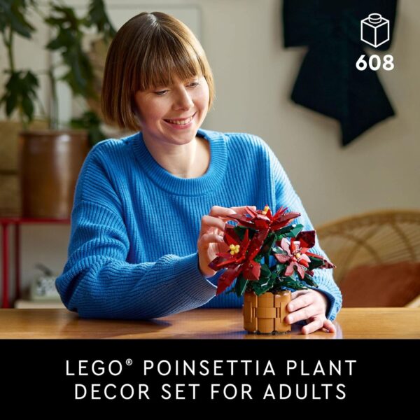 LEGO Icons Poinsettia Building Set - Artificial Flowers Christmas Decoration - Image 2