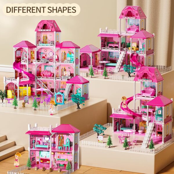 Villa Girls Toys for Kids Ages 3 4 5 6 7-12 Rooms Indoor Toys with 2 Dolls Toy, - Image 5