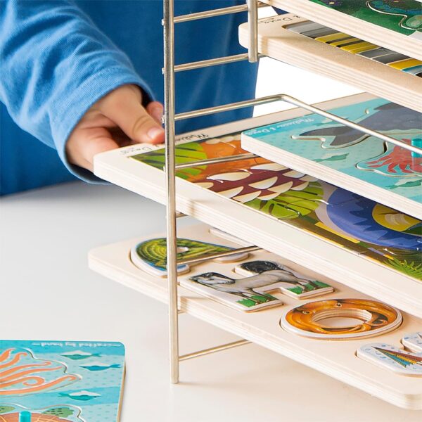 Melissa & Doug Deluxe Metal Wire Puzzle Storage Rack for 12 Small and Large Puzzles - Image 3
