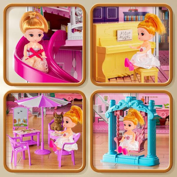 Villa Girls Toys for Kids Ages 3 4 5 6 7-12 Rooms Indoor Toys with 2 Dolls Toy, - Image 3