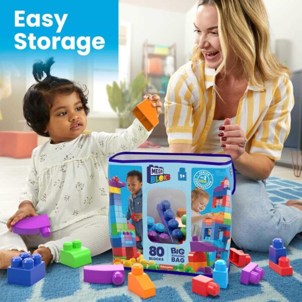 MEGA BLOKS First Builders Toddler Blocks Toys Set, Big Building Bag - Image 5