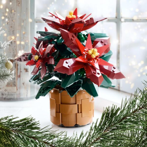 LEGO Icons Poinsettia Building Set - Artificial Flowers Christmas Decoration - Image 3