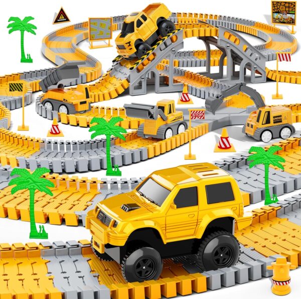 Kids Toys 253 PCS Construction Race Tracks Toy for 3 4 5 6 7 8 Year Old Boys Girls