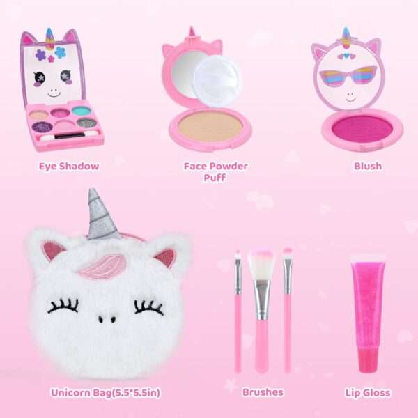 PERRYHOME Cute Kids Makeup Set Unicorn Washable Makeup Kit for Girls - Image 2