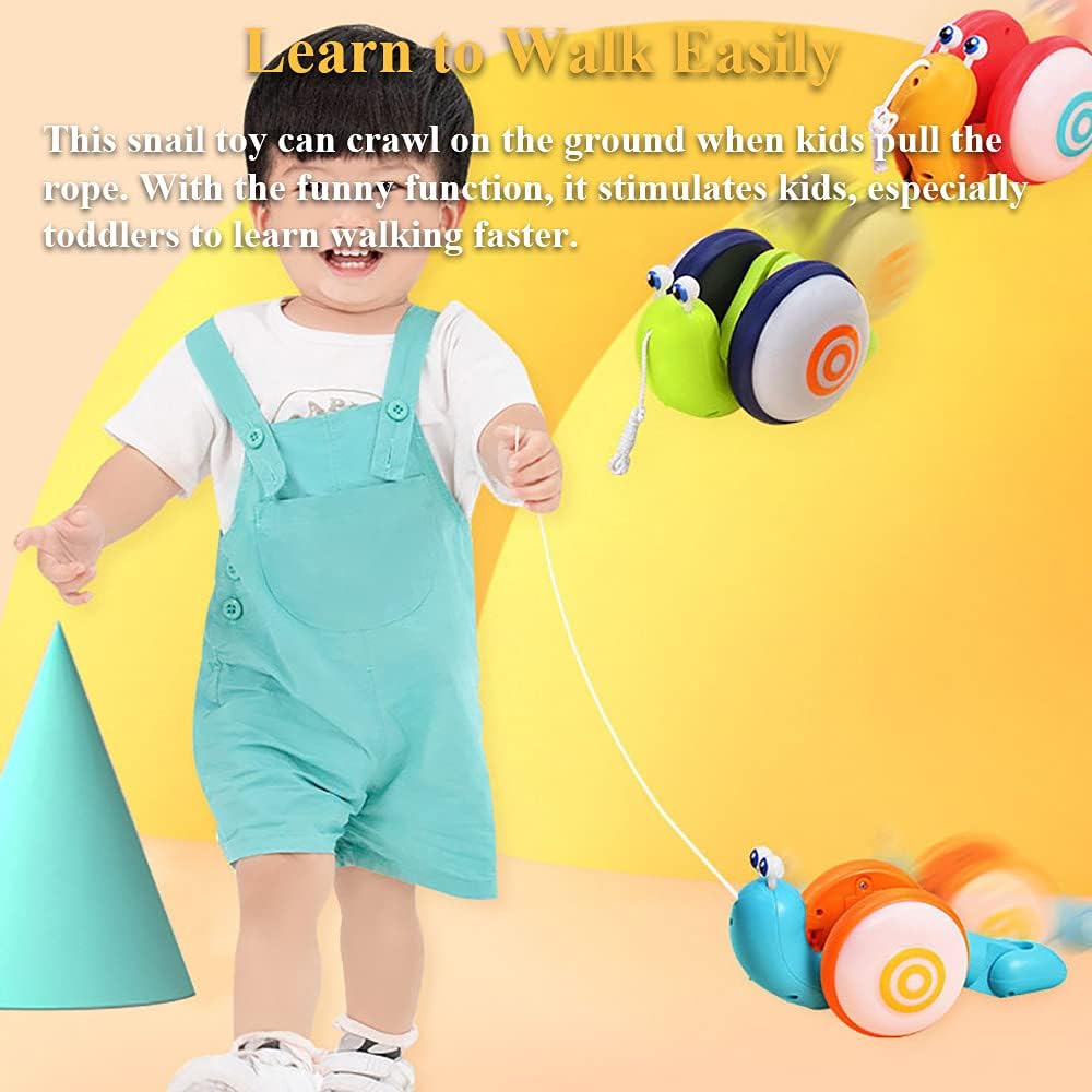 Pull String Crawling Snail, Funny Wriggly Snail Toddlers Walking-Learning Toy Pull and Push Baby Toy - Image 4