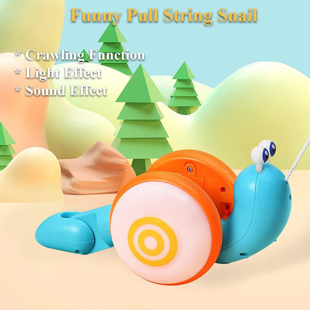 Pull String Crawling Snail, Funny Wriggly Snail Toddlers Walking-Learning Toy Pull and Push Baby Toy - Image 5