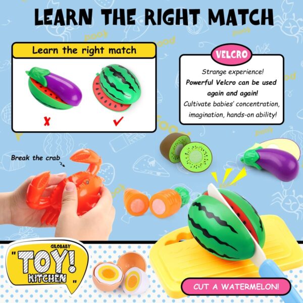 GILOBABY Play Kitchen Accessories, Play Food Sets for Kids Kitchen Playset with Pots and Pans Set - Image 2