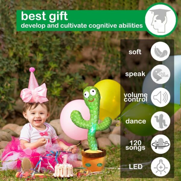 Pbooo Dancing Talking Cactus Mimicking ToyTalking Repeat Singing Sunny Cactus Toy - Image 3