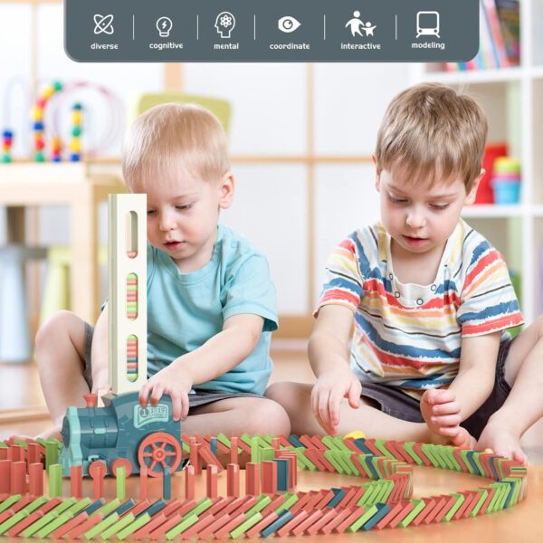 Kids Games Domino Train Toys: 180PCS Automatic Stacking Creative Game 3+ Year Old - Stem Montessori Toy for Boys - Image 4