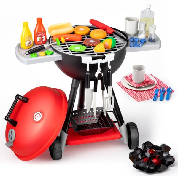 JOYIN 34 PCS Kitchen Toy Set, Toy BBQ Grill Set, Cooking Toy Set, Little Chef Play