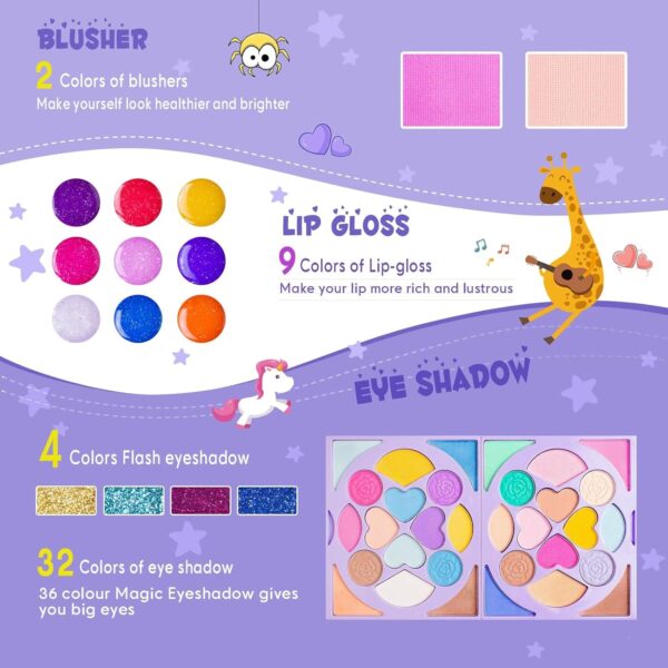 Tomons Kids Makeup Kit for Girl Real Washable Cosmetic Toy Beauty Set - Image 3