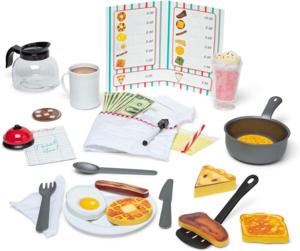Melissa & Doug Star Diner Restaurant Play Set (41 pcs) - Pretend Play Food, Restaurant Toy Set