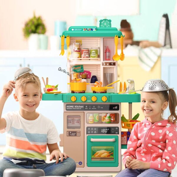 Kids Kitchen Play Set，Interactive Kids Kitchen Play Set with 50Pcs of Pretend Kitchen Toys - Image 4