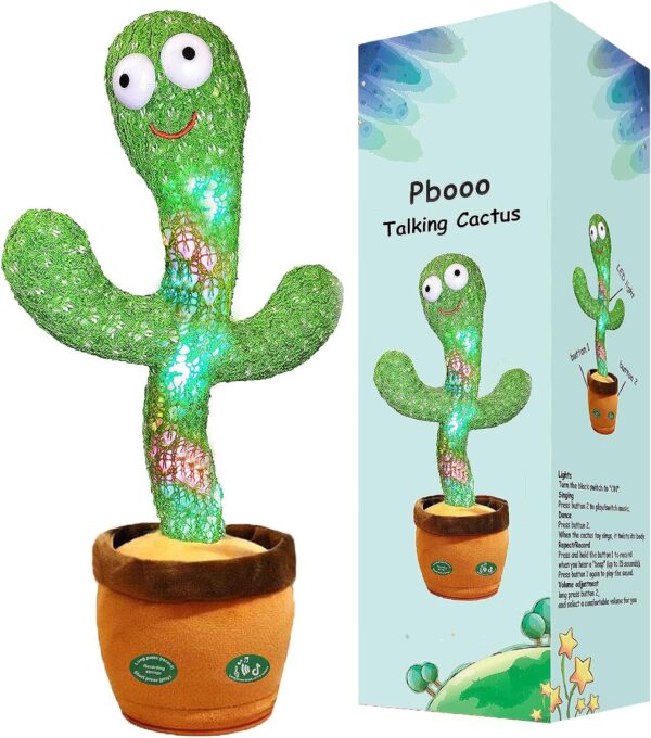 Pbooo Dancing Talking Cactus Mimicking ToyTalking Repeat Singing Sunny Cactus Toy