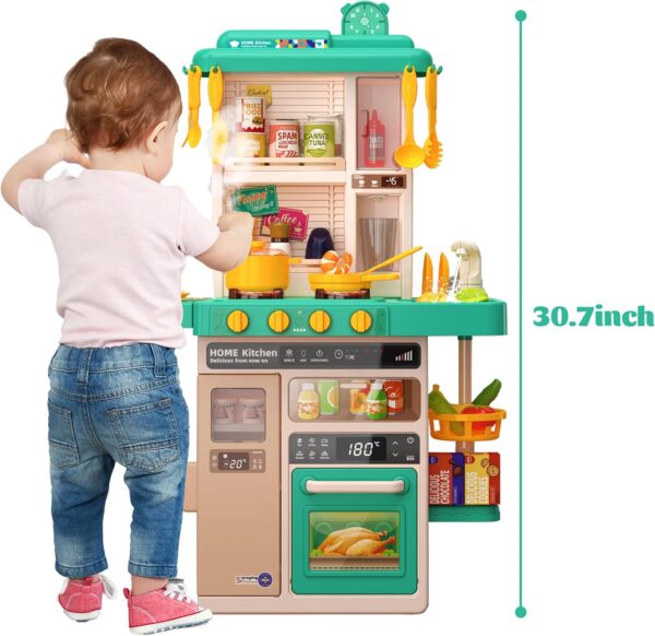 Kids Kitchen Play Set，Interactive Kids Kitchen Play Set with 50Pcs of Pretend Kitchen Toys - Image 2