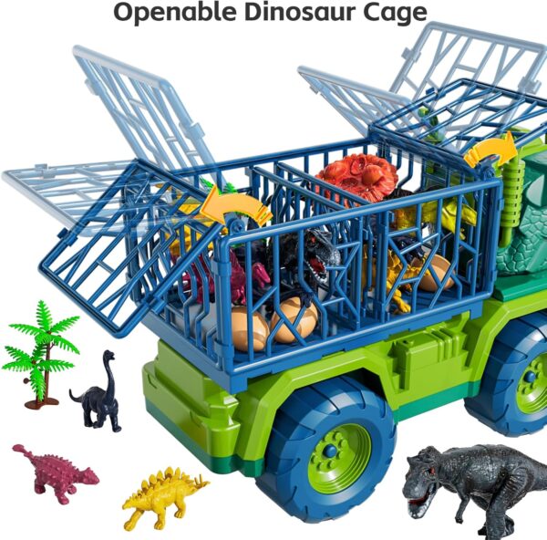 TEMI Dinosaur Truck Toys for Kids 3-5 Years, Tyrannosaurus Transport Car Carrier - Image 2
