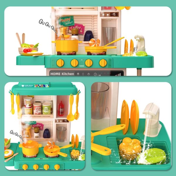 Kids Kitchen Play Set，Interactive Kids Kitchen Play Set with 50Pcs of Pretend Kitchen Toys - Image 3