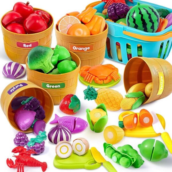 OYIN Learning Toys Play Food Set for Toddlers, Cutting Food Toy for Preschool Activities,