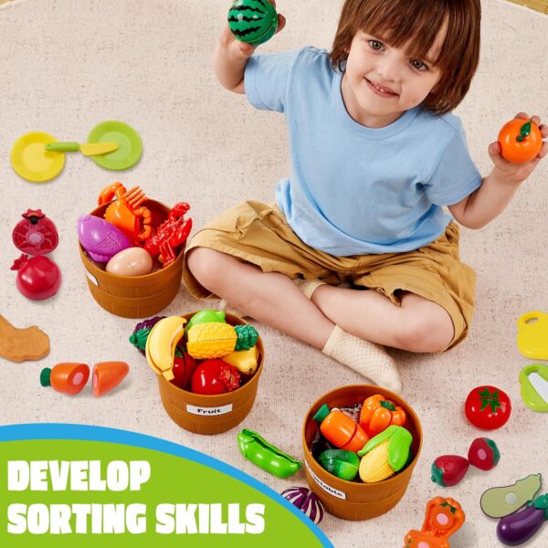 OYIN Learning Toys Play Food Set for Toddlers, Cutting Food Toy for Preschool Activities, - Image 5